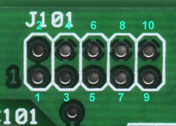 Programming header outline and pin numbering.